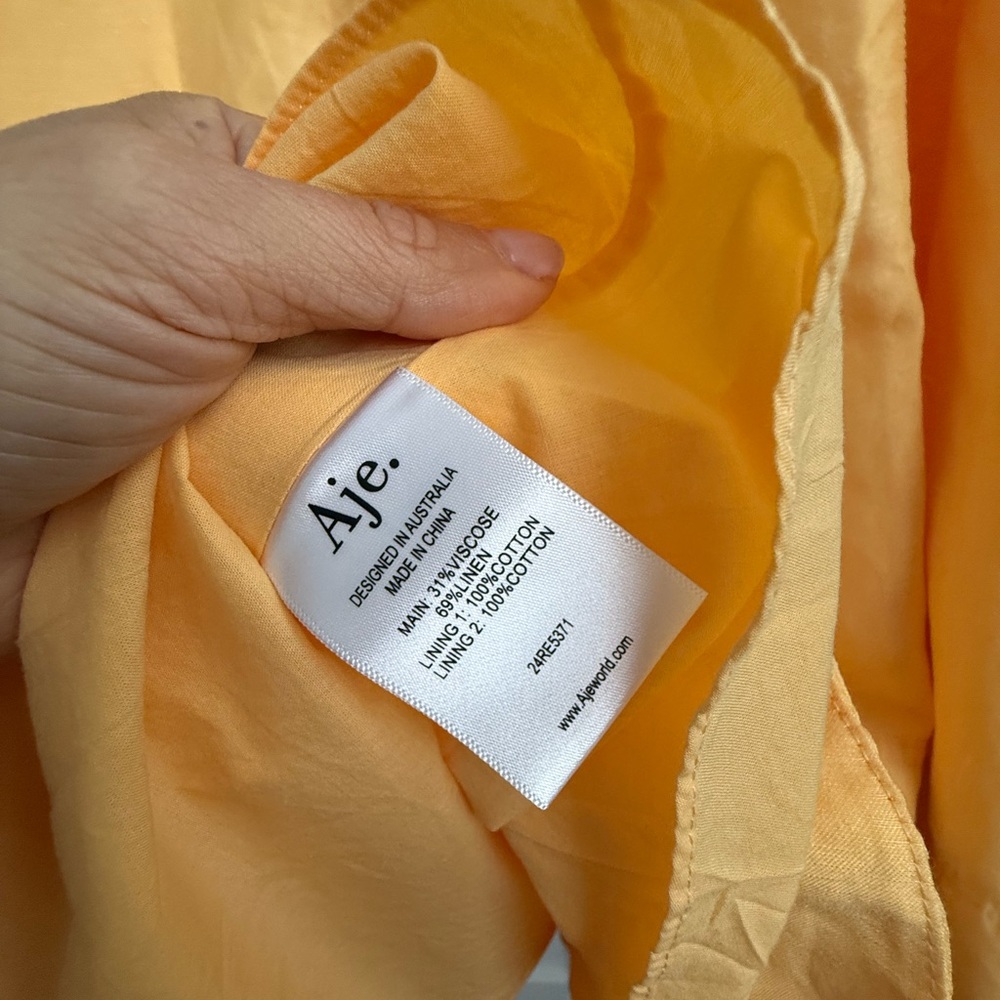 Aje Shallows Linen Blend Strapless Maxi Dress Marigold Butter Yellow - Picture 7 of 9